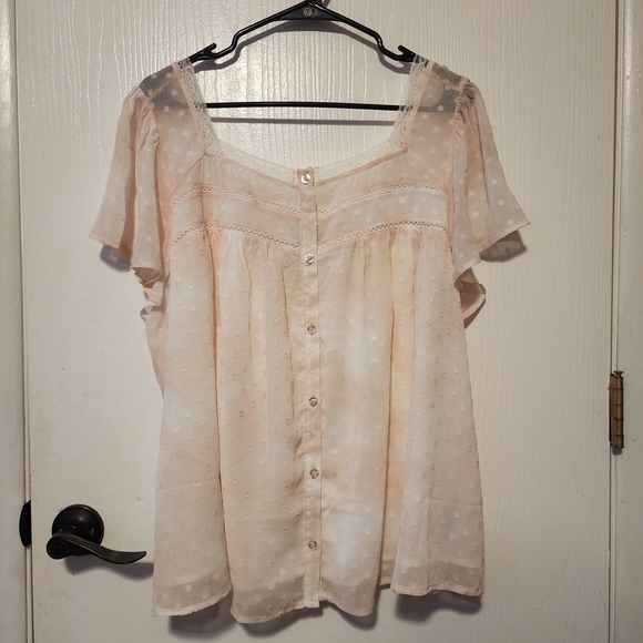 Torrid Cream Button-Front Blouse - Picture 1 of 3